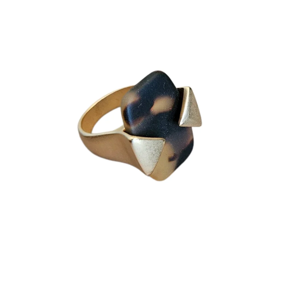 NWT - Gold and Tortiise Shell Geometric Ring - Size 8